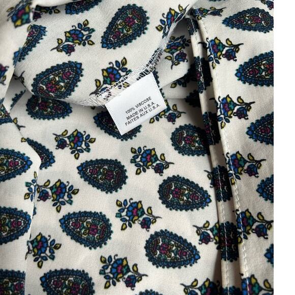 MISA Paisley Wrap Dress With Braided Belt Layered Balloon Sleeves Boho‎ Style S - Picture 5 of 9